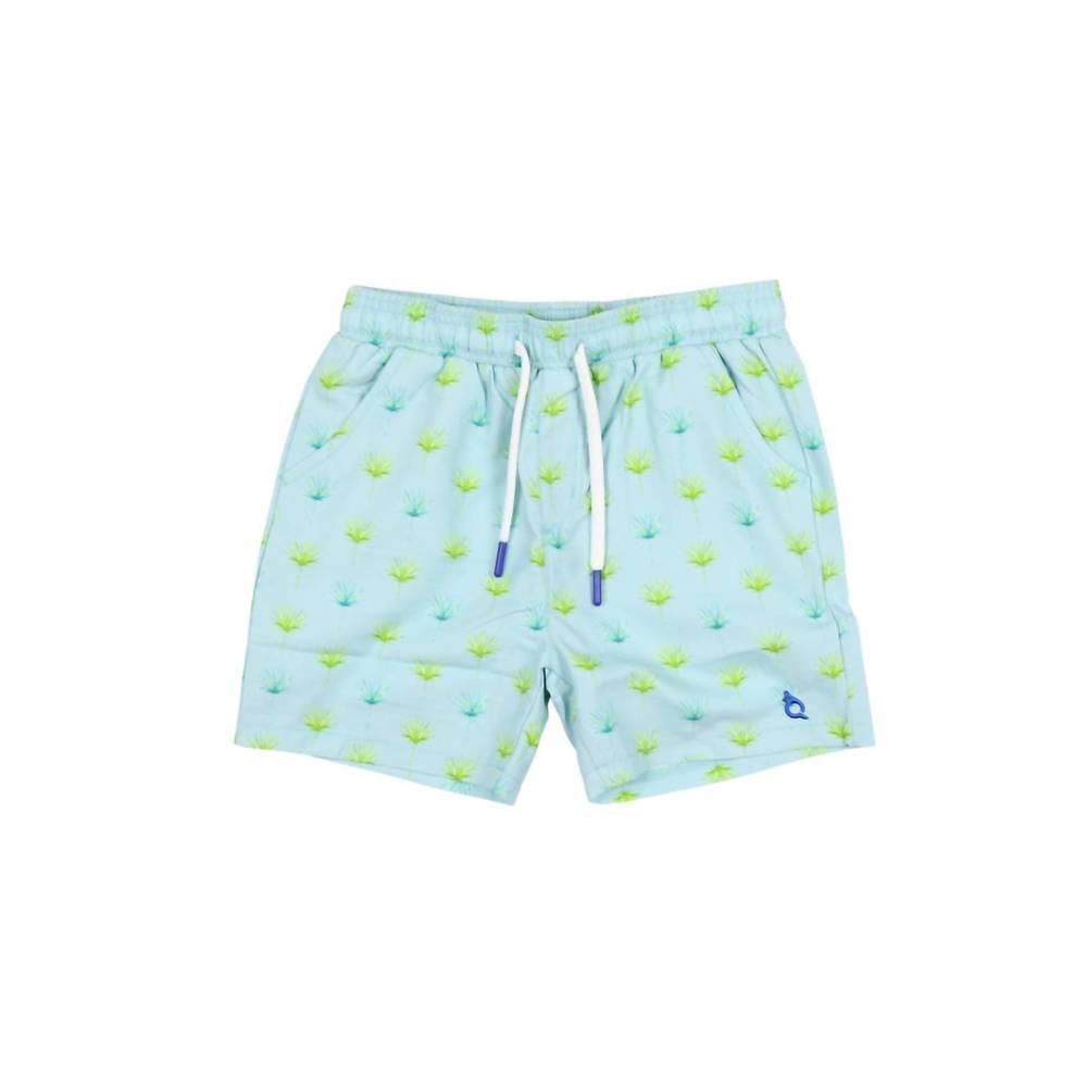 NEW BLUE QUAIL CLOTHING CO. boy's palm leaves swim trunk in light blue